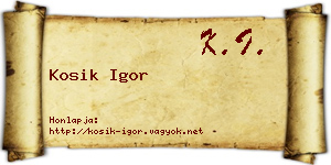 Kosik Igor névjegykártya